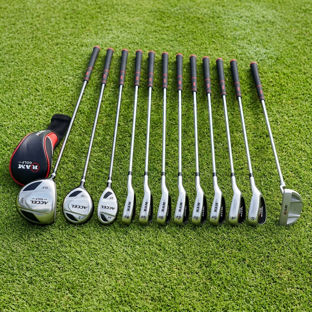 Temu golf clubs arranged for review